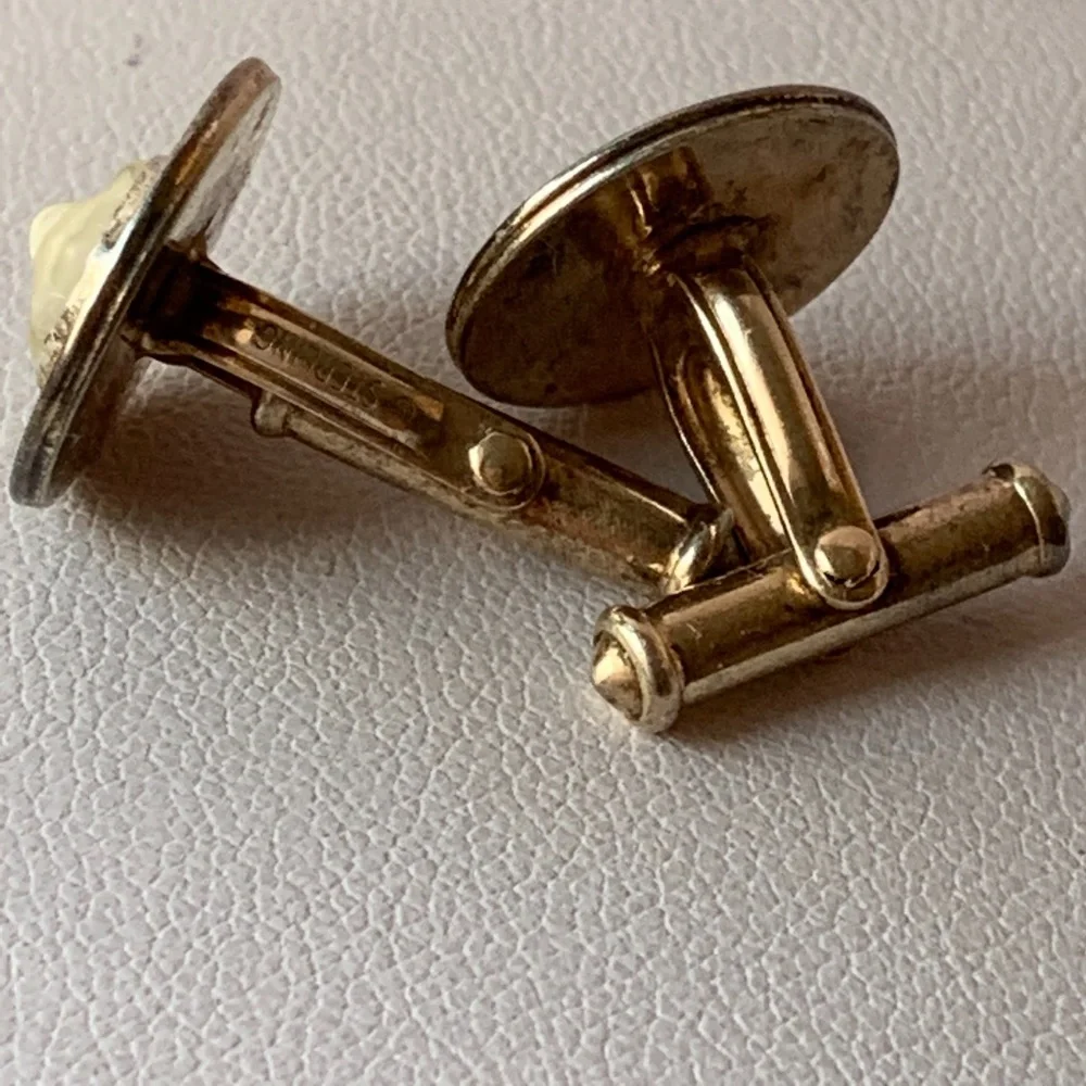 Vintage Sterling Cufflinks Moonstone Rock Crystal